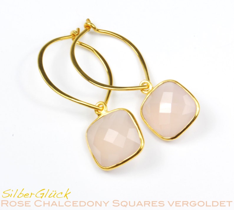 Boucles d'oreilles ROSE CHALZEDON SQUARE créoles plaqué argent 925 vermeil SilberGlück image 3