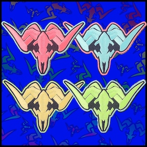 Cyberpunk Ox head Skull Glow in the Dark Patch