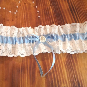 Strumpfband aus Spitze in ivory/ blau, Strumpfband Hochzeit Vintage hellblau dunkelblau Braut Hochzeit Boho image 2