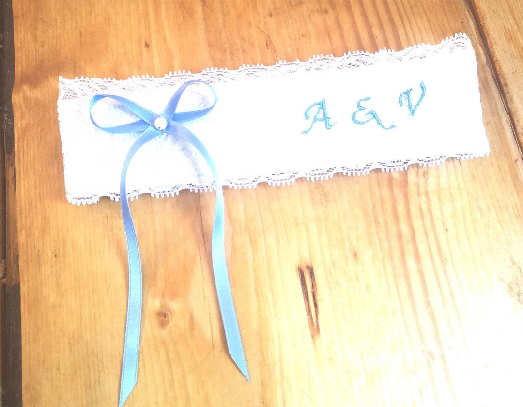Strumpfband Mit Initialen Vom Brautpaar, Strumpfband Hochzeit Vintage