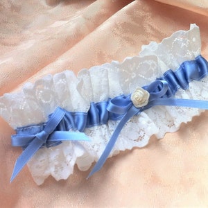 Strumpfband aus Spitze in ivory/ blau, Strumpfband Hochzeit Vintage hellblau dunkelblau Braut Hochzeit Boho image 4