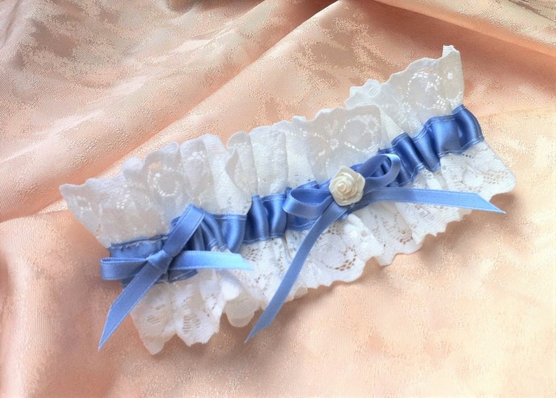 Strumpfband aus Spitze in ivory/ blau, Strumpfband Hochzeit Vintage hellblau dunkelblau Braut Hochzeit Boho image 4