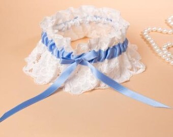 Strumpfband ivory Hochzeit blau Braut Geschenk Trauzeugin, Strumpfband werfen Hochzeit Brautparty, Strumpfband mit hellblauer Satinschleife