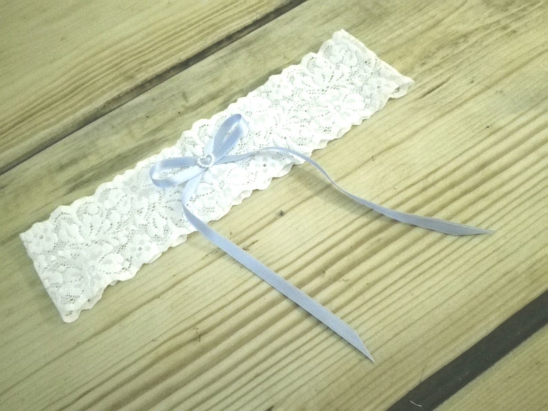 Strumpfband blaue Schleife, Strumpfband Braut ivory Brautgeschenk Trauzeugin, Strumpfband werfen JGA Blau Brautparty Hochzeit image 1