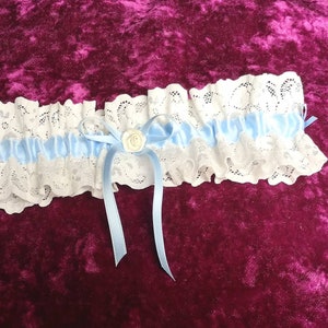 Strumpfband aus Spitze in ivory/ blau, Strumpfband Hochzeit Vintage hellblau dunkelblau Braut Hochzeit Boho image 6