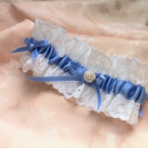 Strumpfband aus Spitze in ivory/ blau, Strumpfband Hochzeit Vintage hellblau dunkelblau Braut Hochzeit Boho image 5