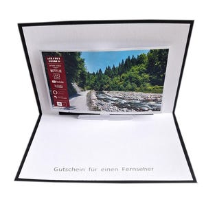 Pop Up Karte - Gutschein für einen Fernseher