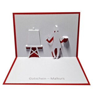 Gutschein - Malkurs, Pop up Karte, Zeichnen, Bilder