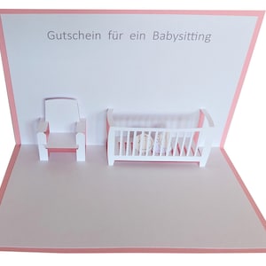 Pop up Karte - Gutschein für ein Babysitting