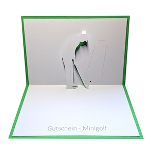 Pop up Karte - Minigolf - Indoor, 3D-Minigolf, Schwarzlicht-Minigolf, Golf