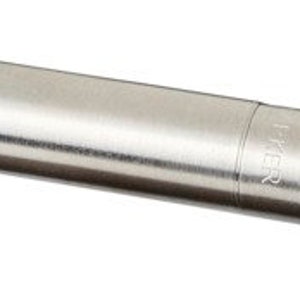 May include: A silver pen with a gold trim and a gold clip. The pen has a brushed metal finish.