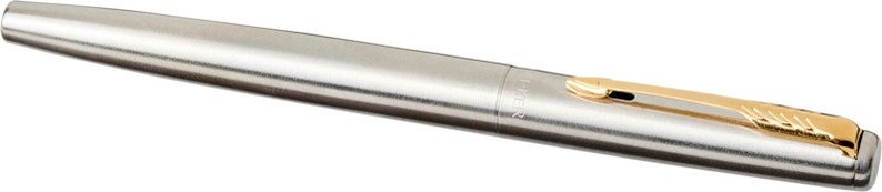 May include: A silver pen with a gold trim and a gold clip. The pen has a brushed metal finish.