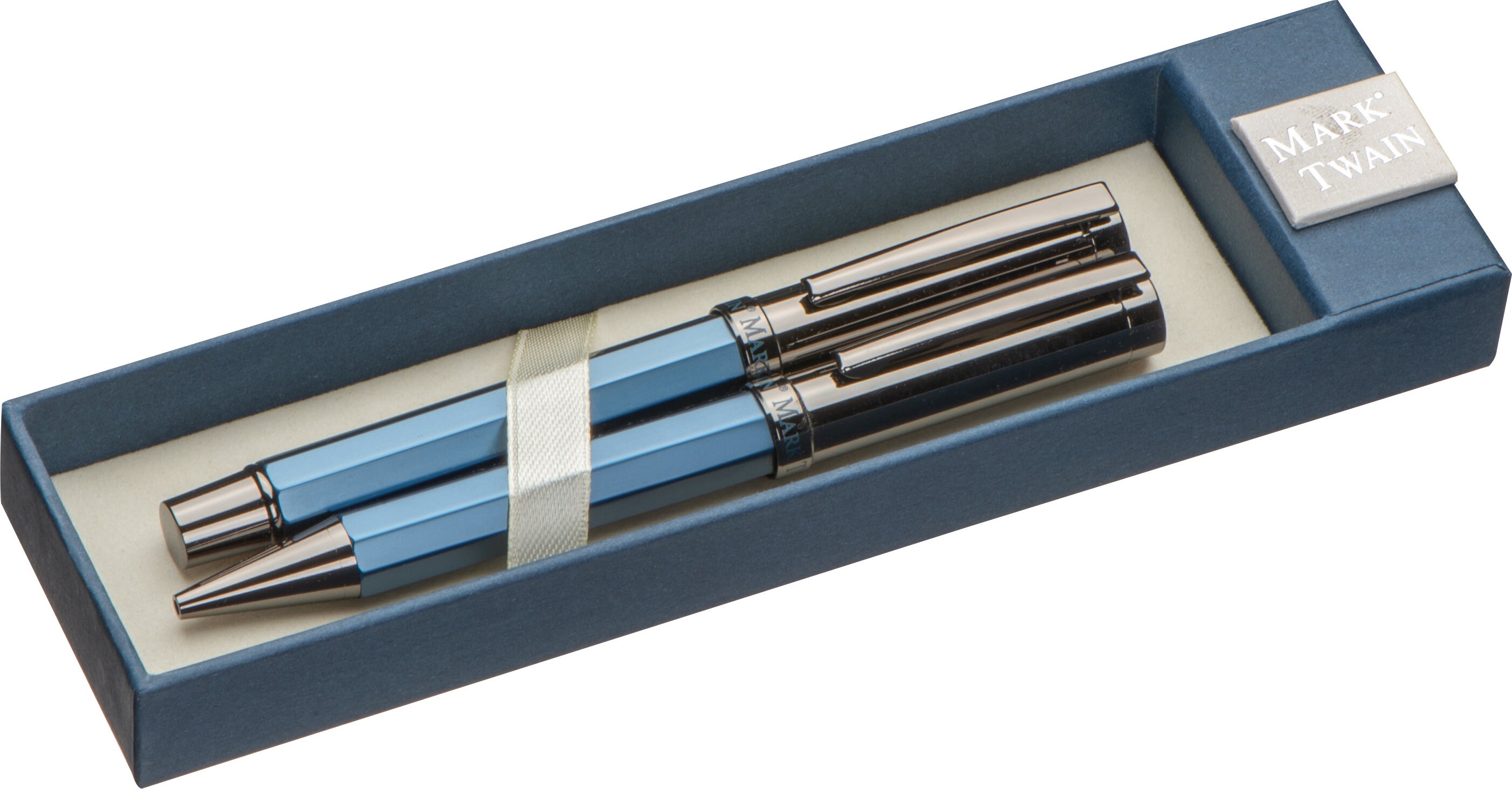 MARK®TWAIN Writing Set With Box, Ballpoint Pen And Rollerball With Engraving | Blue Writing | Personalized Birthday Gifts - Canada - View #3