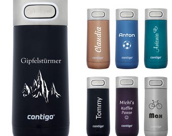 Caneca térmica Contigo® Luxe AUTOSEAL 360ml com gravação - Nome Caneca de viagem isolada em aço inoxidável, caneca de café para viagem à prova de vazamentos Aniversário