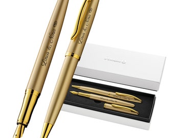 Pelikan Schreibset Jazz® Noble Elegance K/P36 Gold Gelb Kugelschreiber & Füllhalter mit Gravur Geschenk mit Namen personalisiert Geschenk