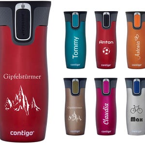 Contigo® Thermobecher West Loop Autoseal mit Gravur - Namen Edelstahl Isolierbecher Reisebecher, Kaffeebecher to Go auslaufsicher Geburtstag