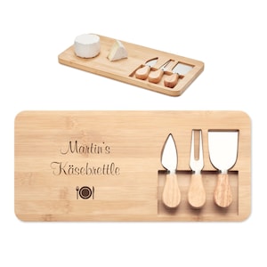 Bamboo cheese board 4-piece with personal engraving wooden serving plate for cheese & appetizers serving board cheese plate cutting board kitchen board