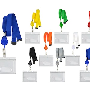 Schlüsselbänder, Schlüsselband ausziehbar mit Kartenhalter Lanyard neutral ohne Druck 20 mm breit, Kartenhalter Sicherheitsverschluss