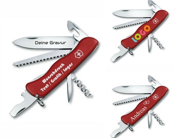 Victorinox Forester with Wish Print / Engraving red Gift for men Women for Birthday personalized 12 functions 0.8363