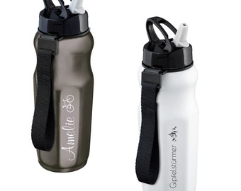 TRINKFLASCHE mit Gravur Edelstahl Reflects-RIYAN graviert anthrazit Sportflasche