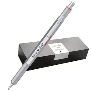 rOtring 600 Ballpoint Pen Silver – Case + Engraving | Luxury pen with black ink, personalized gift