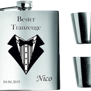 Schmalz® 5-piece stainless steel hip flask set with engraving BEST MAN wedding bachelor party party brother friendship