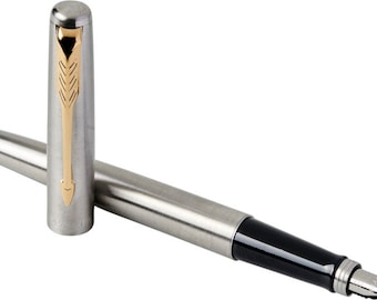 シルバー 金属製 万年筆 テクスチャー付きPARKER 14kpcの印字あり