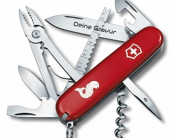 VICTORINOX pocket knife ANGLER 1.3653.72 with desired engraving on the blade I gift I Swiss pocket knife personalized 19 functions