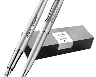 Pelikan writing set Jazz® Noble Elegance K/P36 ballpoint pen and fountain pen silver with engraving gift with name personalized gifts