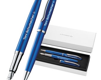 Pelikan Schreibset Jazz® Noble Elegance K/P36 Saphire Blau Kugelschreiber & Füllhalter mit Gravur Geschenk Namen personalisiert Geschenk