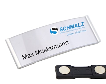 Name tags RELAX made of metal Magnetic name tags in a set for immediate use for clothing