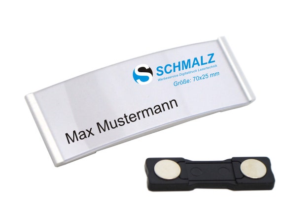 5 Magnet-Namensschilder Aus Aluminium – 72x35 Mm, Mit Starken Neodym-Magneten, Silber