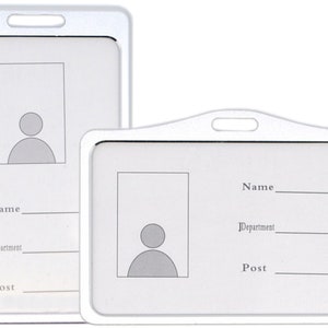 Ausweishülle aus Metall mit Daumenausschub Kartenhalter transparent horizontal Ausweishalter Schutzhülle für Ausweise Werksausweise