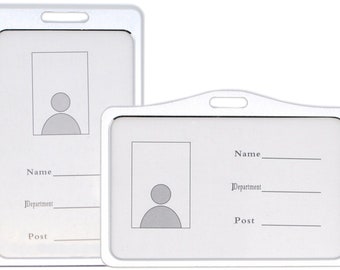 Porte-carte d'identité en métal avec trou pour le pouce, porte-carte d'identité horizontal transparent, housse de protection pour cartes d'identité, cartes d'identité de travail