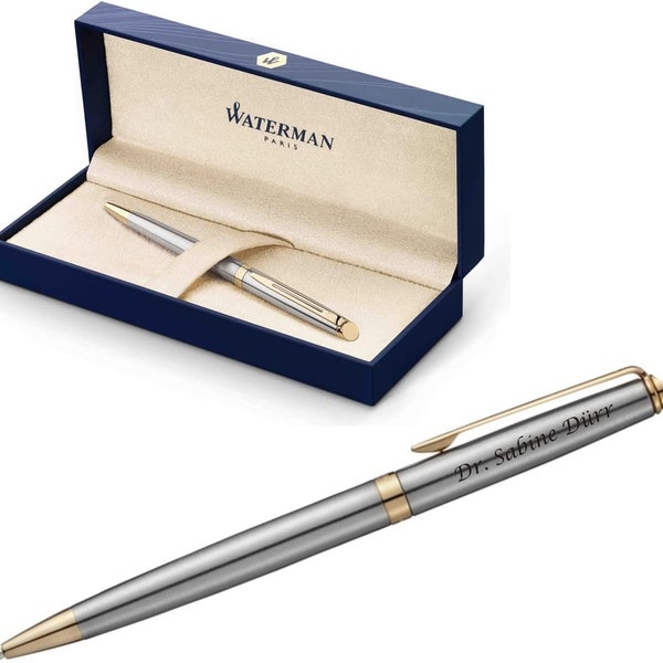 WATERMAN® Ballpoint Pen Model Hemisphere Stainless Steel G.C. Personalized Engraved Gift Men Women Birthday