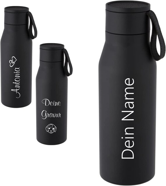 Personalized Text/Logo Sports Thermal Water Bottle 500ml (Black