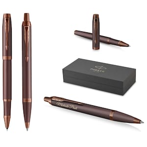 PARKER® IM Ballpoint Pen + Rollerball Model Professionals Monochrome Burgundy with engraving, engraved birthday personalized