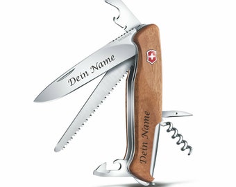 Victorinox Swiss Army Knife Ranger Wood 55 engraving gift for men women for birthday personalized 10 functions 0.9561.63