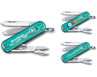 Victorinox Classic SD Tropical Surf personalized with name 0.6223.T24G turquoise engraving gift for men women birthday 4 functions