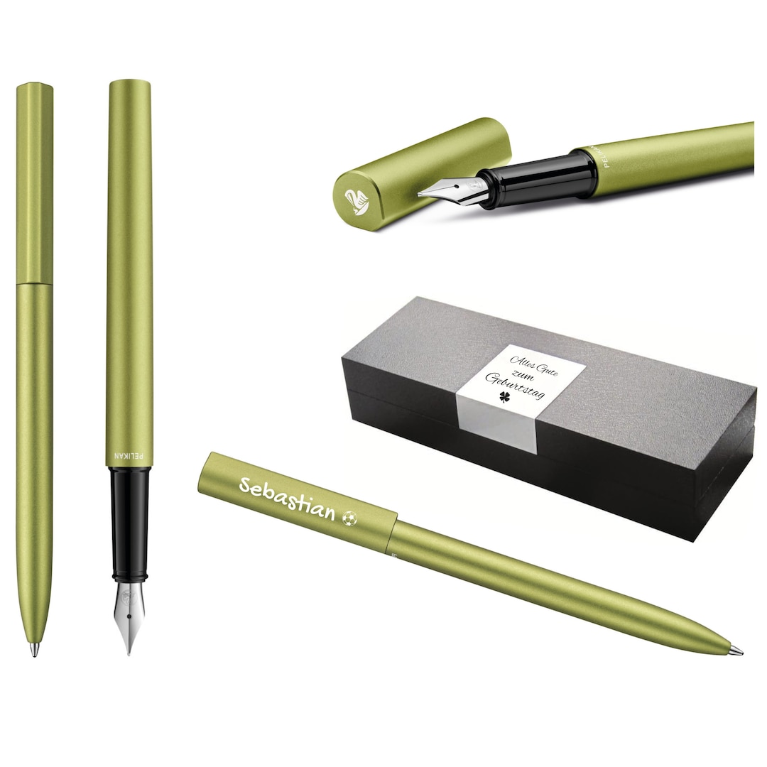 Pelikan Writing Set Ballpoint Pen and Fountain Pen Ineo® Elements Green ...