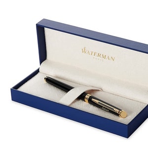 Pluma estilográfica WATERMAN® modelo Hemisphere laca negra G.C. con grabado grabado regalo hombres mujeres cumpleaños personalizado