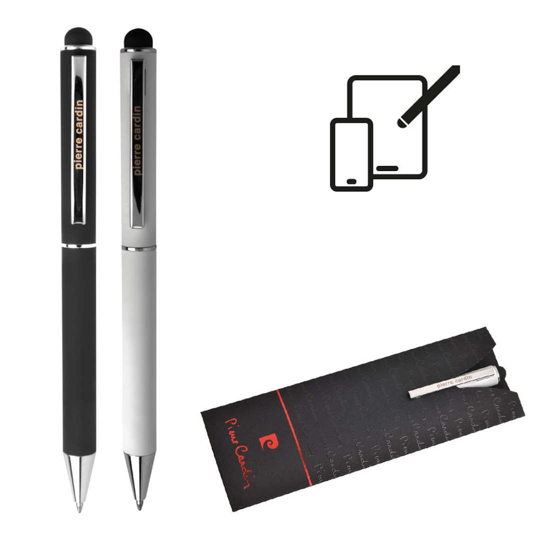 10er Pack Touchpen Kugelschreiber Aus Edelstahl – Mit Gravur & Touch-Funktion, Schwarz