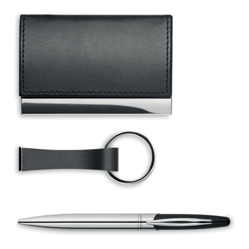 Gift set business card case ballpoint pen and key ring set with engraving imitation leather engraved engraving including gift packaging image 4