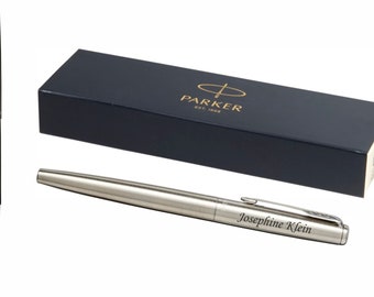 Parker® Jotter Fountain Pen Stainless Steel Chrome Trim G.C. 2030946 with engraving blue ink - Birthday gift with gift case