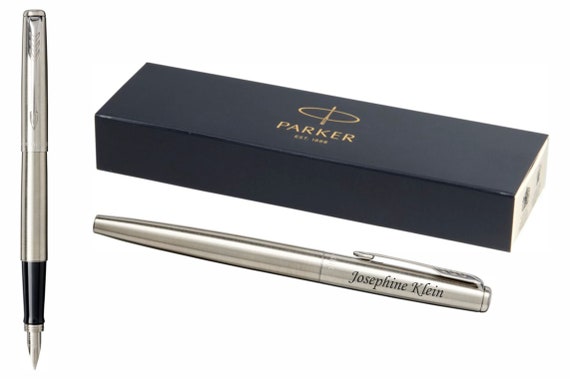 Stylo Plume Parker En Acier Avec Cartouche - Neuf Dans Sa Boîte, Recharge Incluse