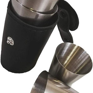 Schmalz® shot glasses made of stainless steel including leather bag, smart belt holder, shot glass set for carnival, hiking, bachelor party 30ml