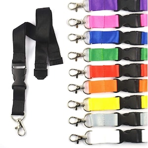 Schlüsselbänder, Schlüsselband Lanyard neutral ohne Druck 20 mm breit, Steckverschluss Sicherheitsverschluss