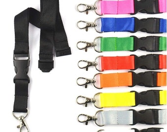 Schlüsselbänder, Schlüsselband Lanyard neutral ohne Druck 20 mm breit, Steckverschluss Sicherheitsverschluss