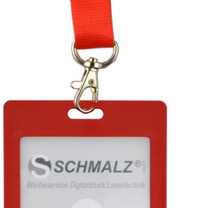 Schmalz® Kartenhalter mit Schlüsselband Lanyard 20 mm breit Hochformat 6 Farben Rot