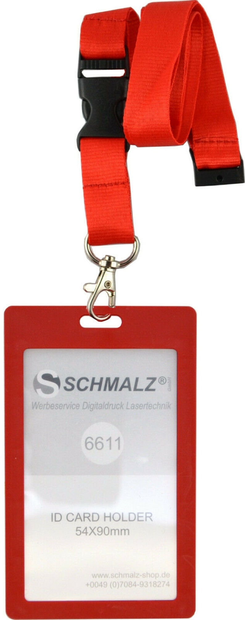 Schmalz® Kartenhalter mit Schlüsselband Lanyard 20 mm breit Hochformat 6 Farben Rot